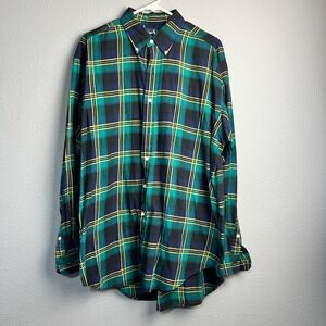 Ralph Lauren Blaire Mens Large Green Plaid Button Down Cotton Shirt Long Sleeve‎